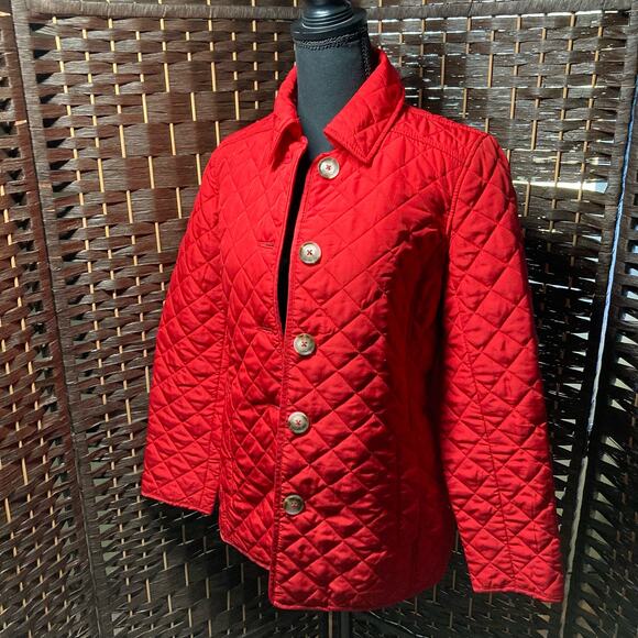 Chico’s Size 0 Button Front Red Quilted Jacket. Pre-Owned - Picture 1 of 12
